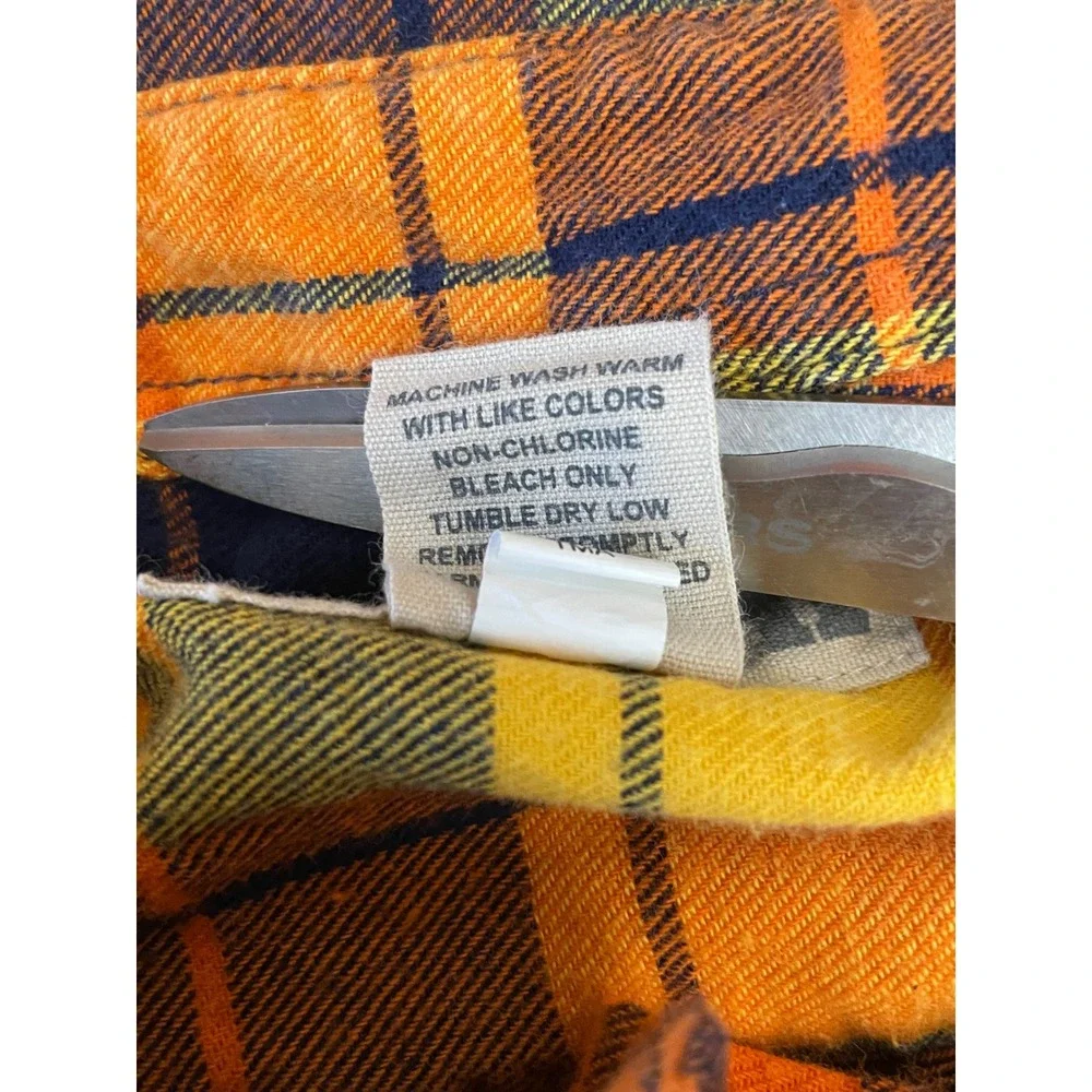 Duluth Trading Co Mens Shirt 2XL Tall Flannel Orange Plaid Long Sleeve